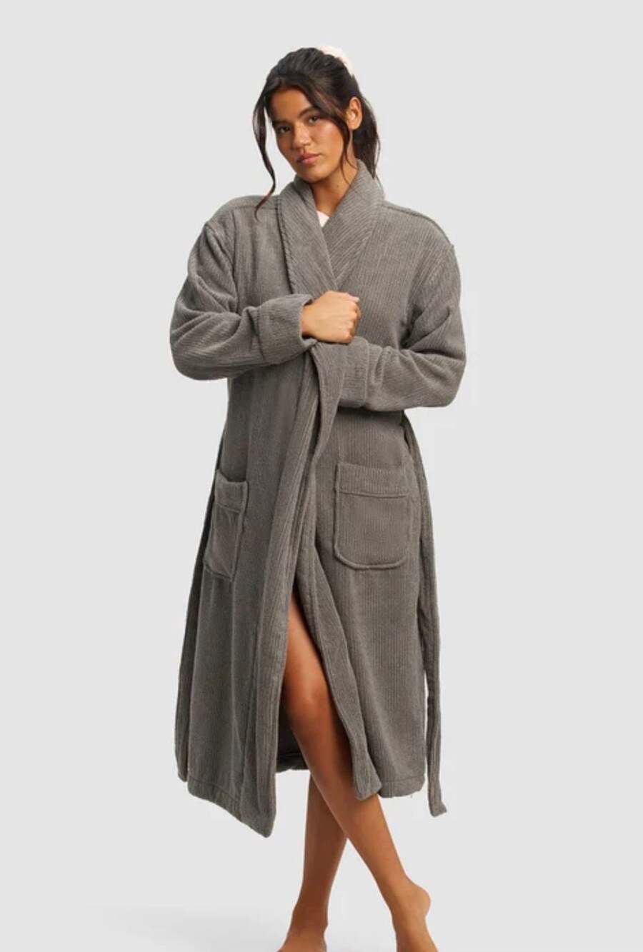 Cozy Earth Ribbed Bathrobe Size Large